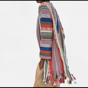 FREE SHIPPING - NWOT ZARA COAT WITH JACQUARD TRIM